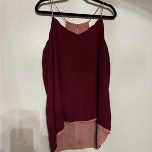 Express - Barcelona scalloped V neck, reversible racer back tank top / cami